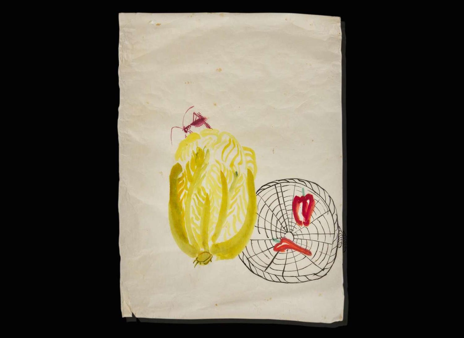 Ding Yanyong (Chinese, 1902-1978), Basket and Fruit, Basket and Vegetables, three works, 1975 and 1976 丁衍庸(中國 1902-1978) 瓜果梨桃一組三幅 乙卯年1975 丙辰年1976