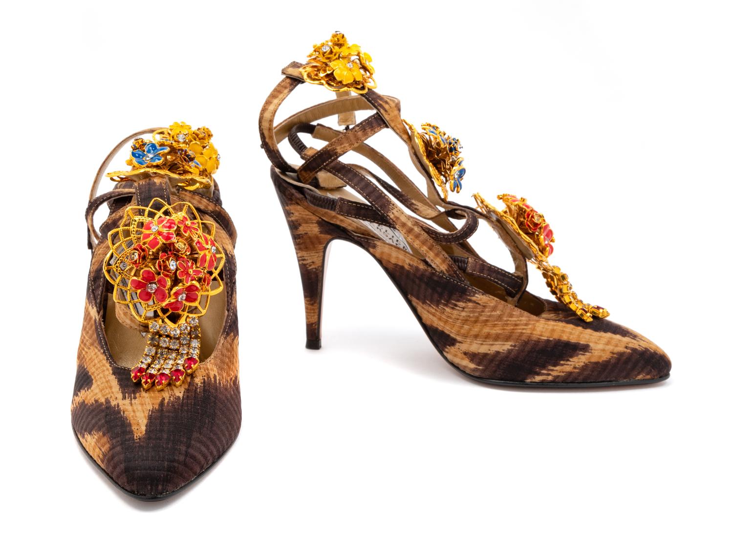 Versace Animal Print Shoes and Handbag, 1990s Handbag: 9.25" L x 2.75" W x 6.25" H; shoes: 37.5