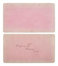 [WESTERN AMERICANA - ARIZONA]. BUEHMAN, Henry (1851-1912), photographer. A group of 2 stereoviews of Tucson, incl. view of Congress Street and horse-drawn ore cart passing through town. Tucson, Arizona Territory, ca 1870s.