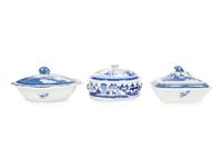 A Group of Canton Blue and White Porcelain Serving Articles