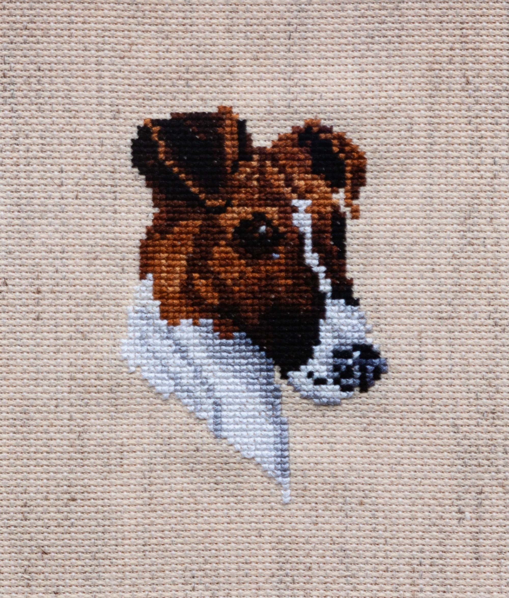 Two Works of Art depicting Wire Fox Terriers Larger: 18 1/2 x 5 1/2 inches.