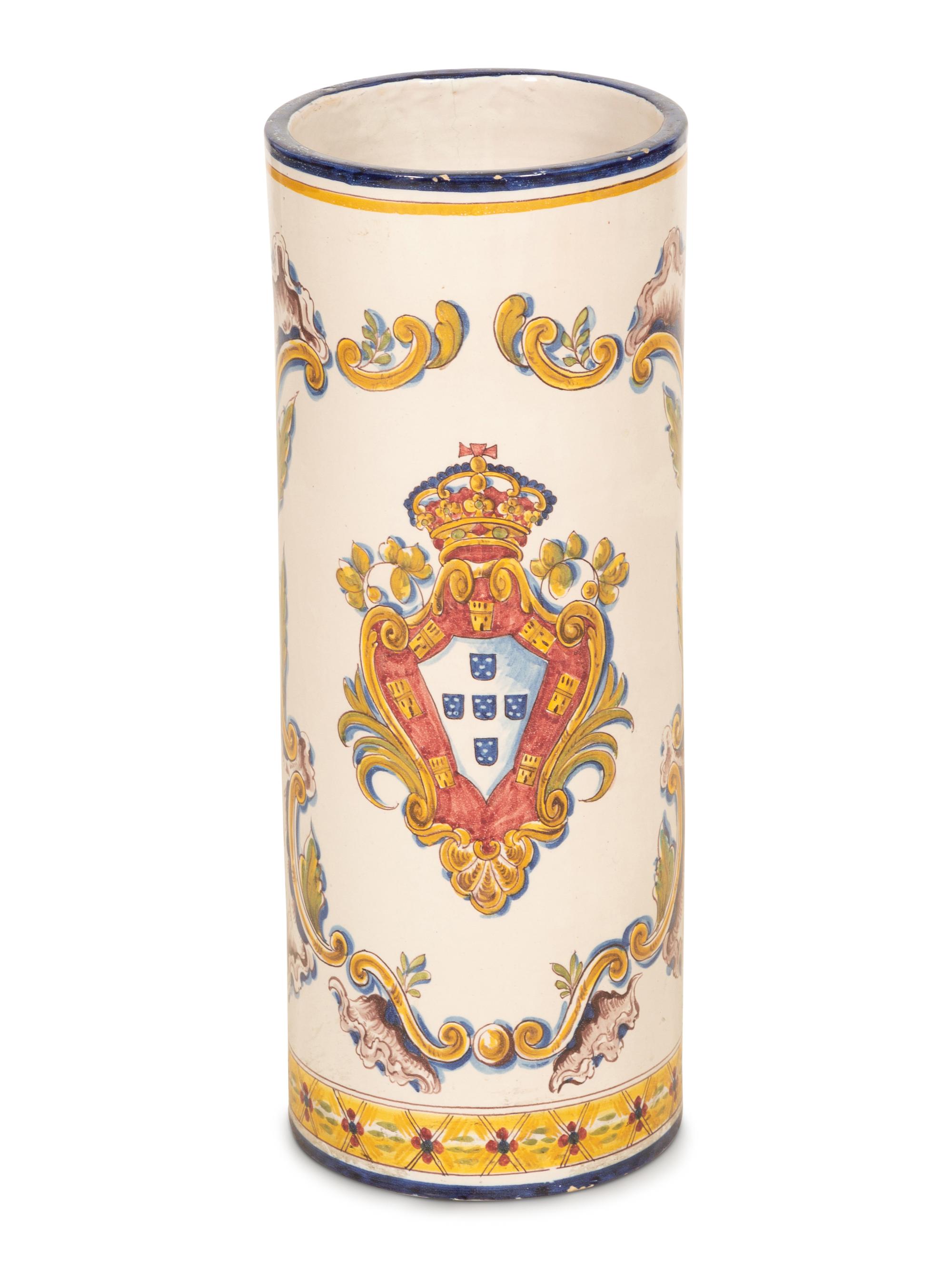 A Portuguese Glazed Ceramic Umbrella Jar