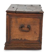 An Italian Wrought-Iron Mounted Carved Walnut Cassone
