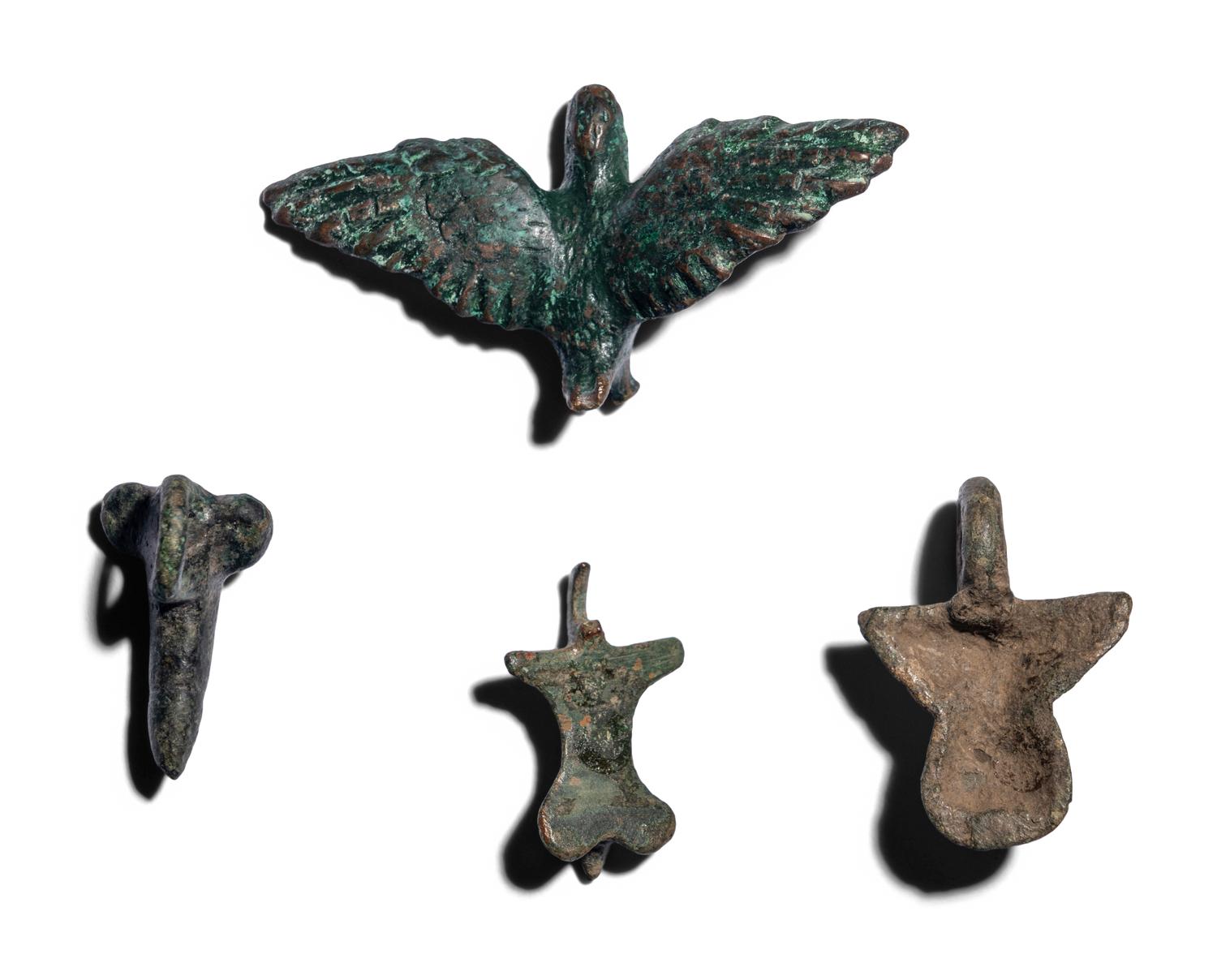 Four Roman Bronze Phallus Amulets