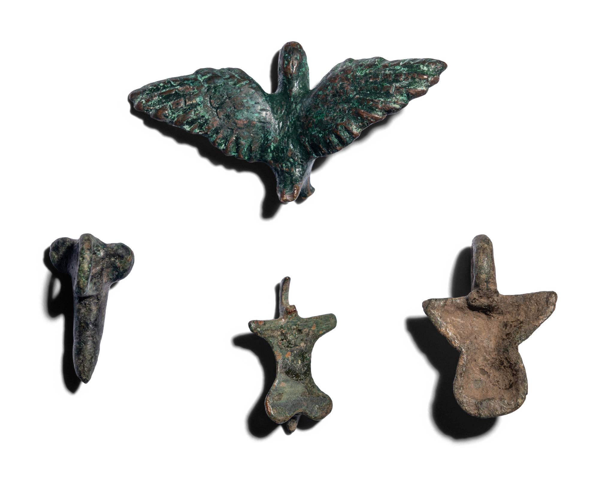 Four Roman Bronze Phallus Amulets