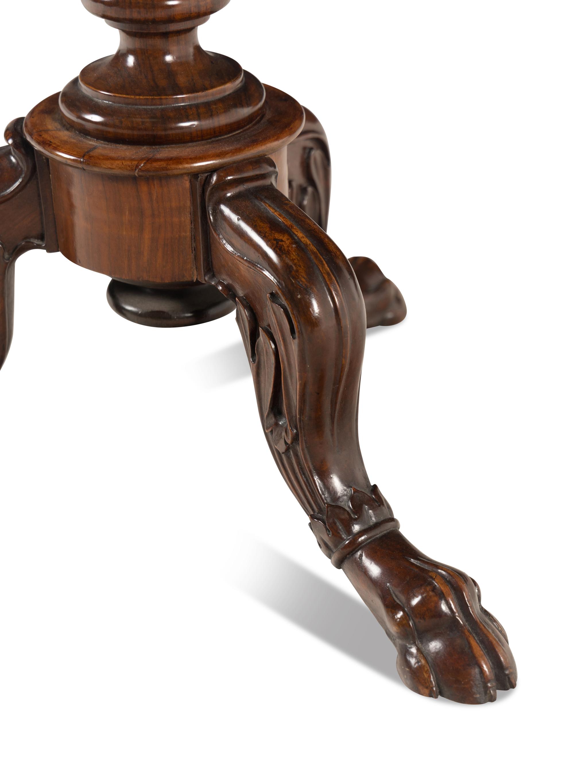 A German Mahogany and Grain-Painted Tripod Table