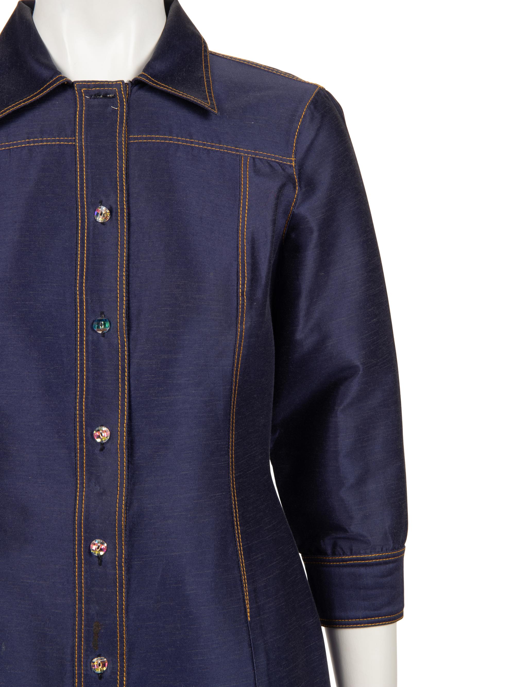 Two Designer Pieces: One Christian Lacroix Coat and One Versace Denim Shirt Dress, 1990-2000s
