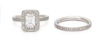 A Platinum and Diamond Ring Set, 5.20 dwts.