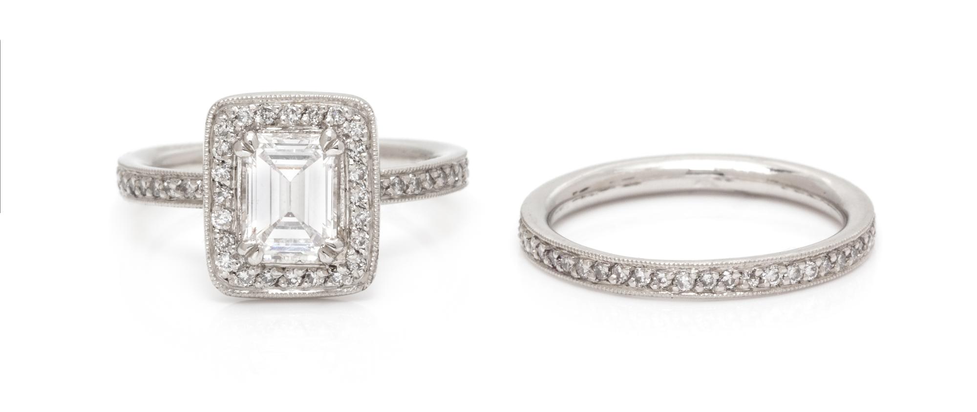 A Platinum and Diamond Ring Set, 5.20 dwts.