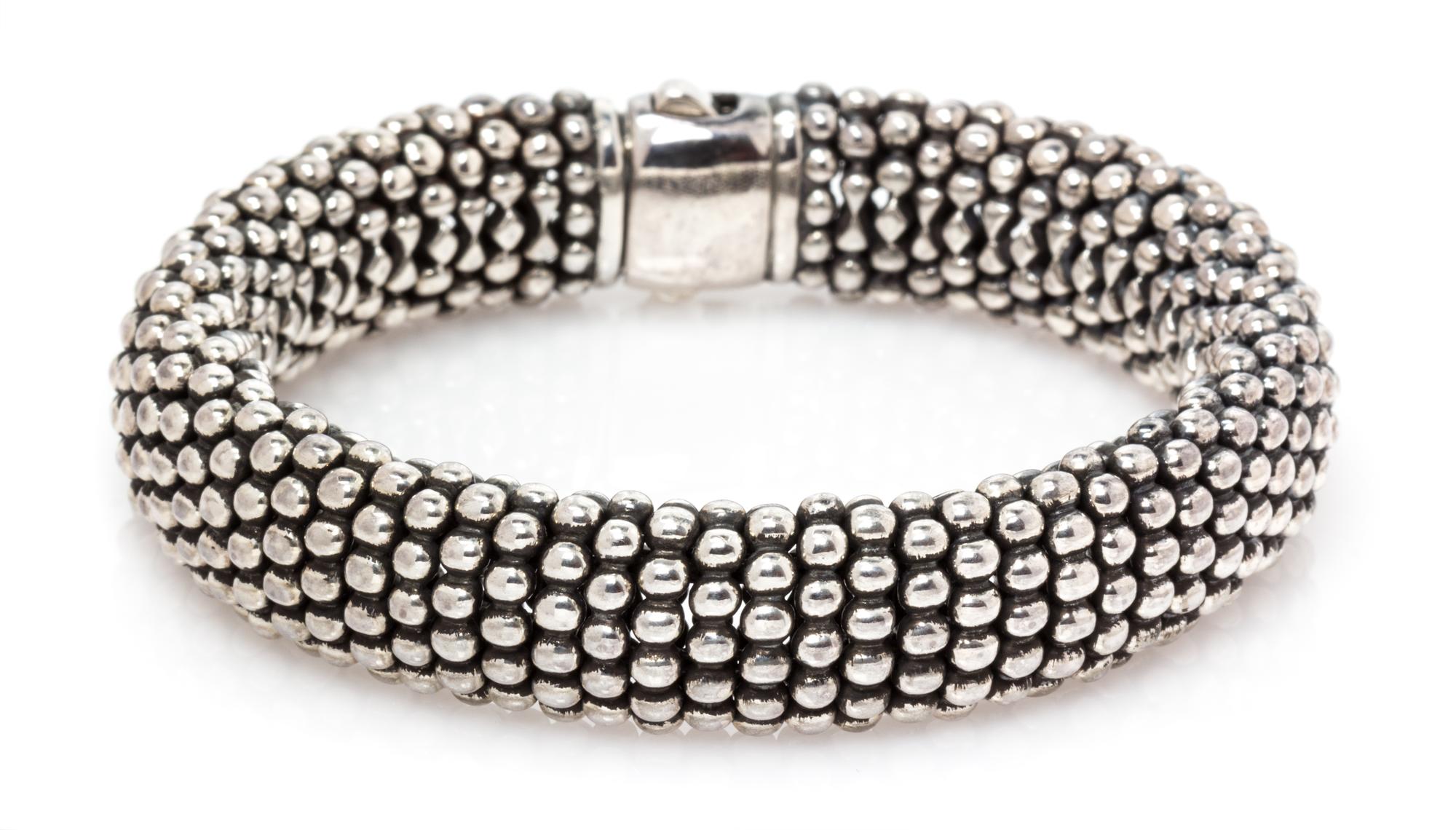 A Sterling Silver Beaded 'Caviar' Bracelet, Lagos, 60.80 dwts.