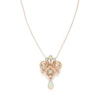 OPAL, DIAMOND, AND SEED PEARL BROOCH/PENDANT