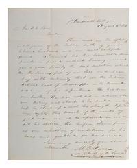 [NATIVE AMERICANS]. PIERCE, Maris Bryant (1811-1874). Autograph letter signed ("M. B. Pierce") as "Chief of the Seneca Nation." Dartmouth College, 4 August 1837.