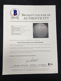 A 1939 Cleveland Indians Team Signed Autograph Baseball (Beckett Authentication Services Letter of Authenticity)