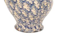 A Pewter Mounted Blue and White Spatterware Tankard