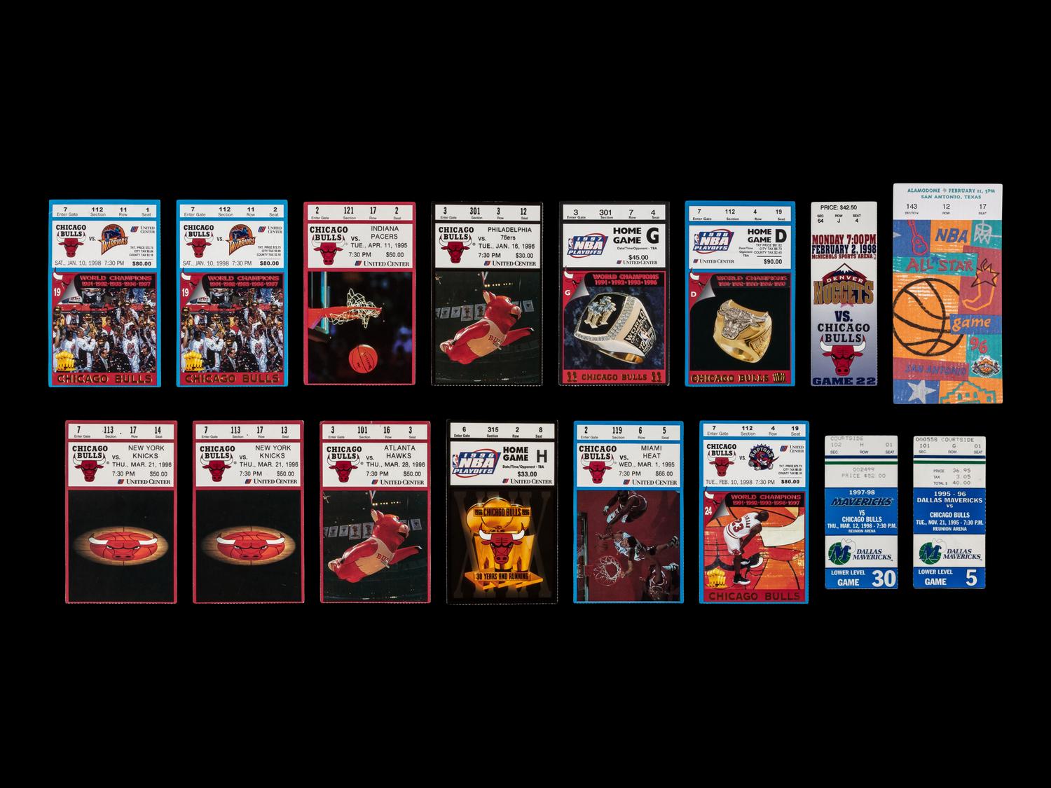 A Collection of Over 15 1990s Michael Jordan / Chicago Bulls Ticket Stubs