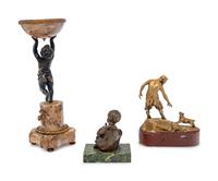 Three Louis XV Style Bronze and Marble Figural Table Articles