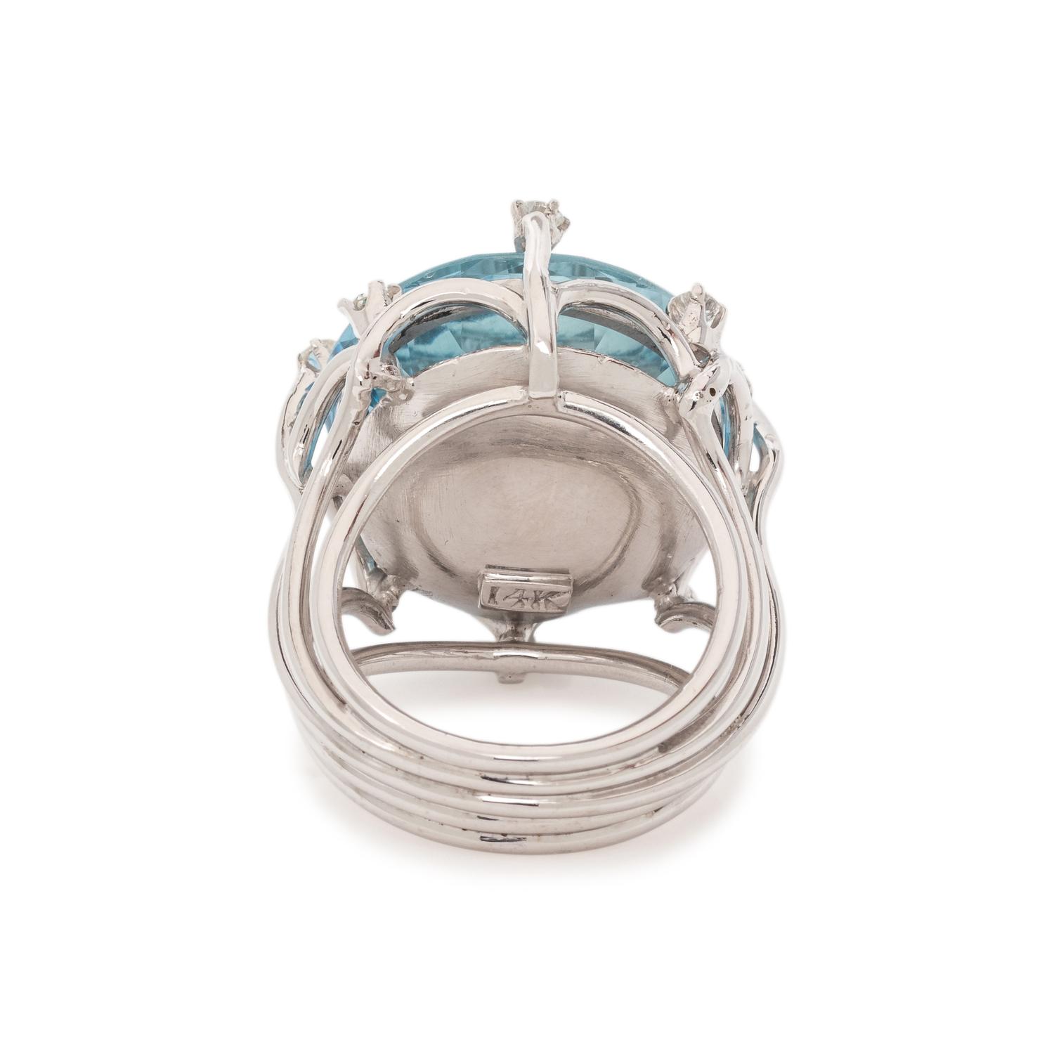 AQUAMARINE AND DIAMOND RING