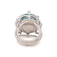 AQUAMARINE AND DIAMOND RING