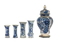 Five Blue and White Delftware Vessels