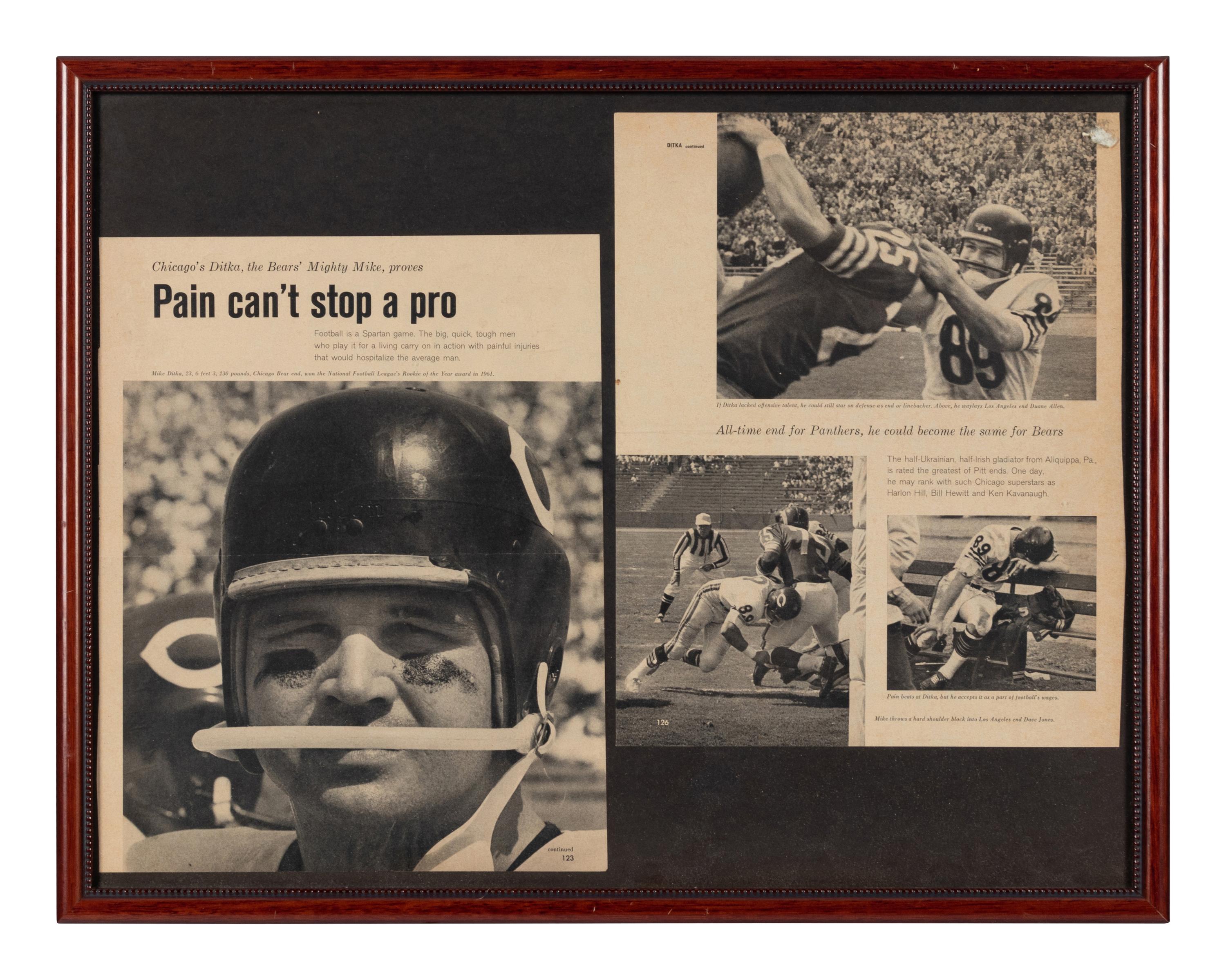 A Group of Six Newspaper and Magazine Clippings Formerly Displayed at Mike Ditka’s Restaurant