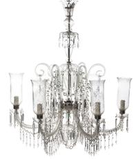 A Spanish Cut Glass Six-Light Chandelier Height 42 x diameter 37 inches. — LATE 19TH CENTURY