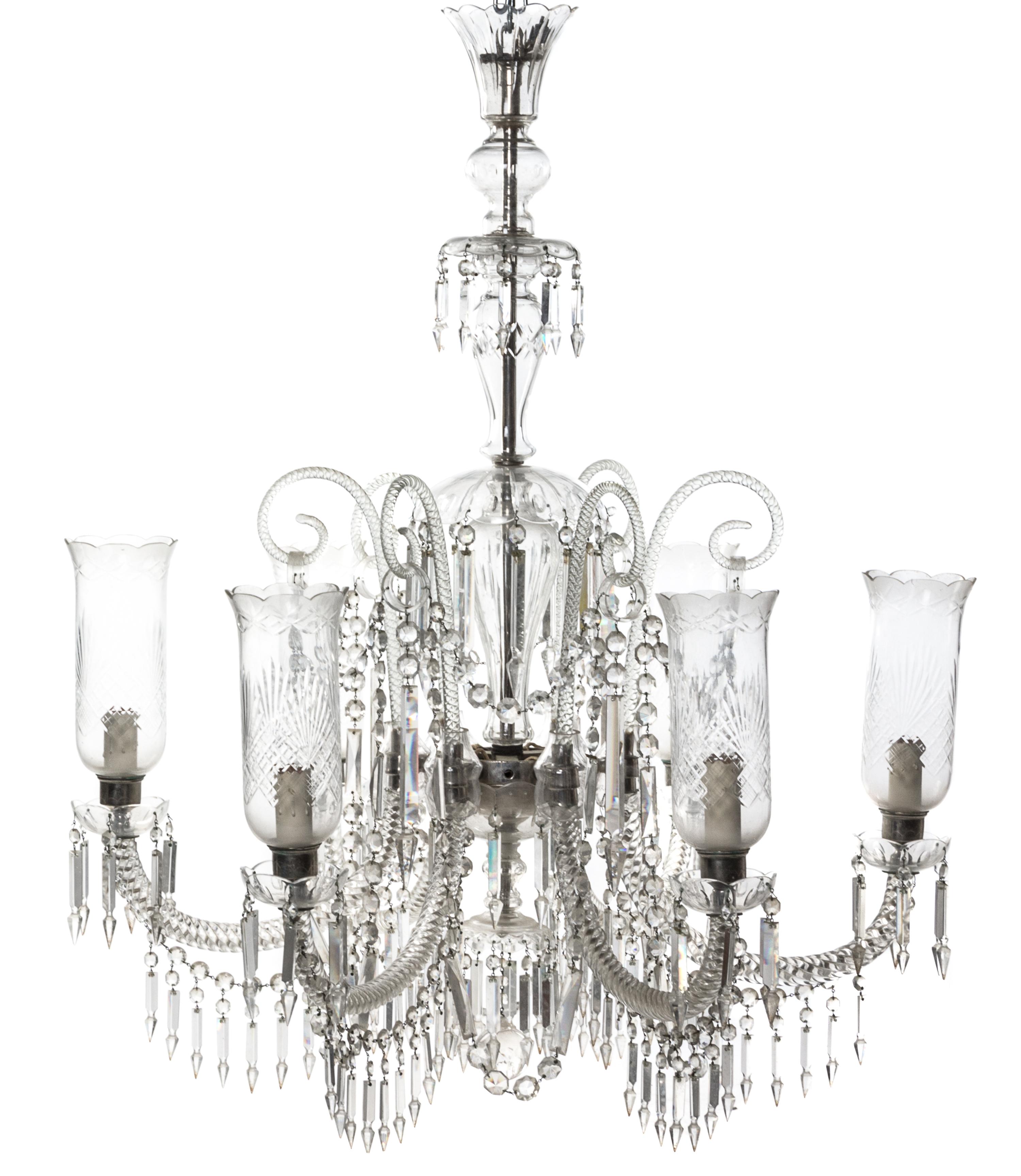 A Spanish Cut Glass Six-Light Chandelier Height 42 x diameter 37 inches. — LATE 19TH CENTURY