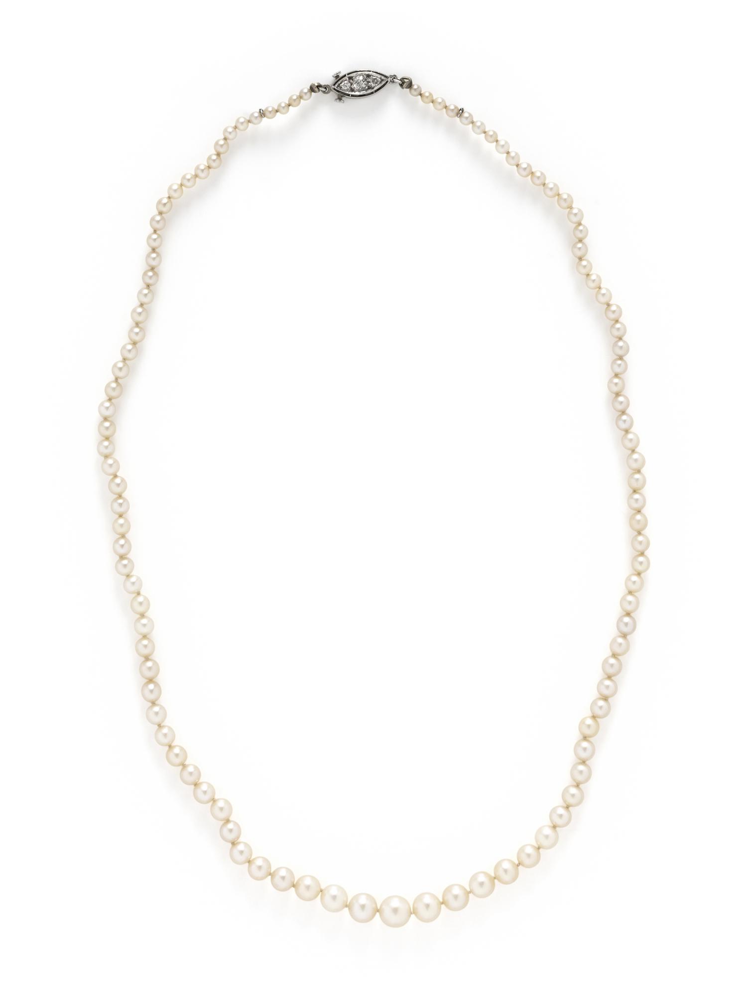 NATURAL PEARL AND DIAMOND NECKLACE
