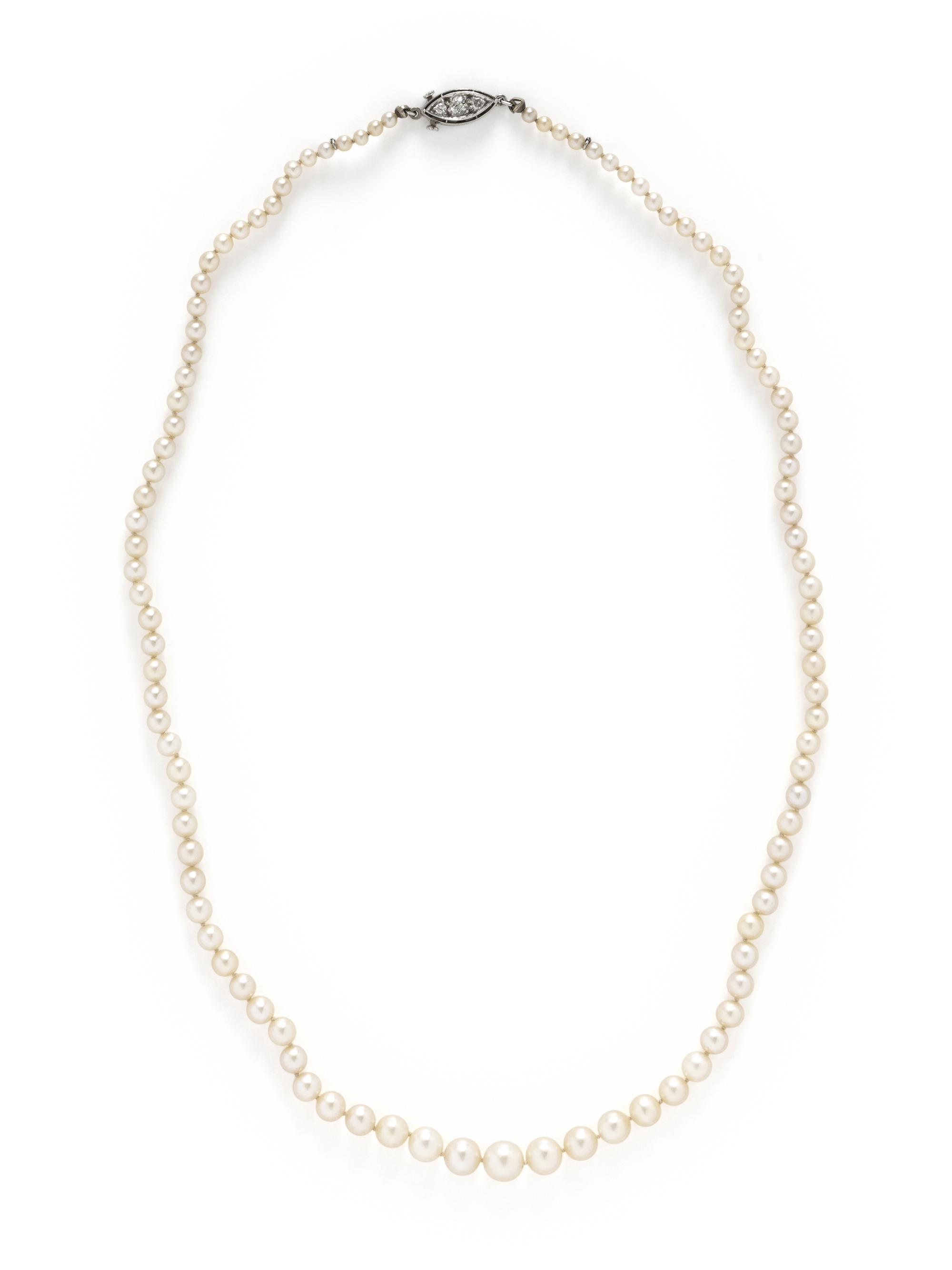 NATURAL PEARL AND DIAMOND NECKLACE