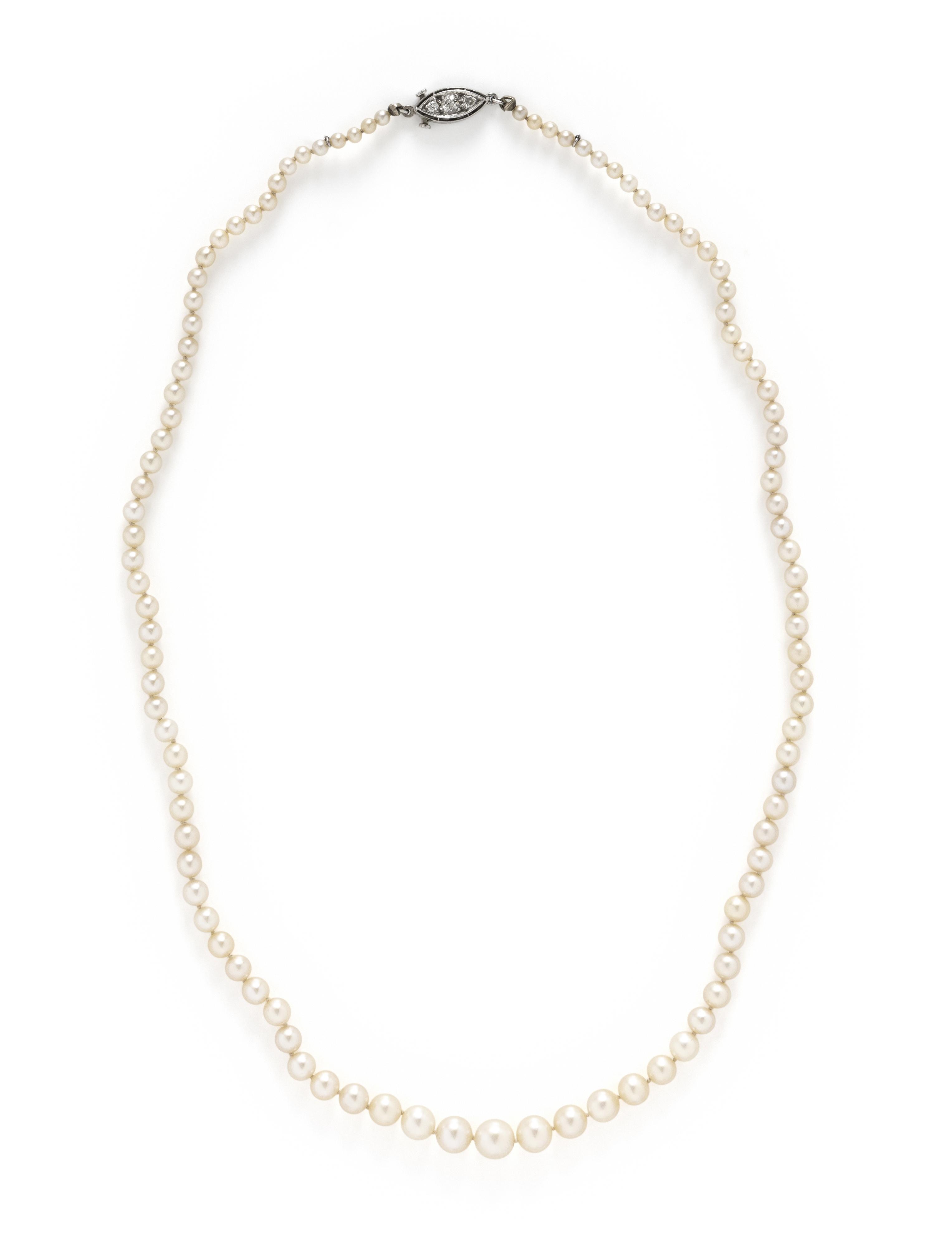 NATURAL PEARL AND DIAMOND NECKLACE