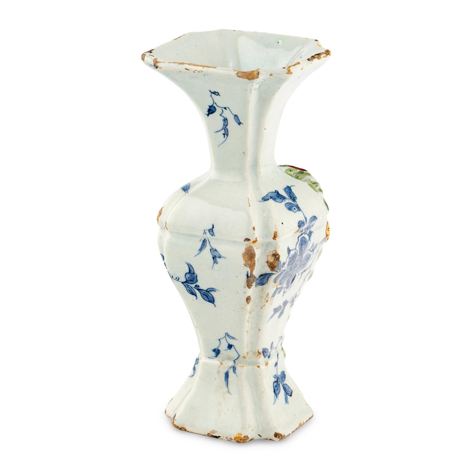 A Dutch Delft Polychrome Decorated Vase