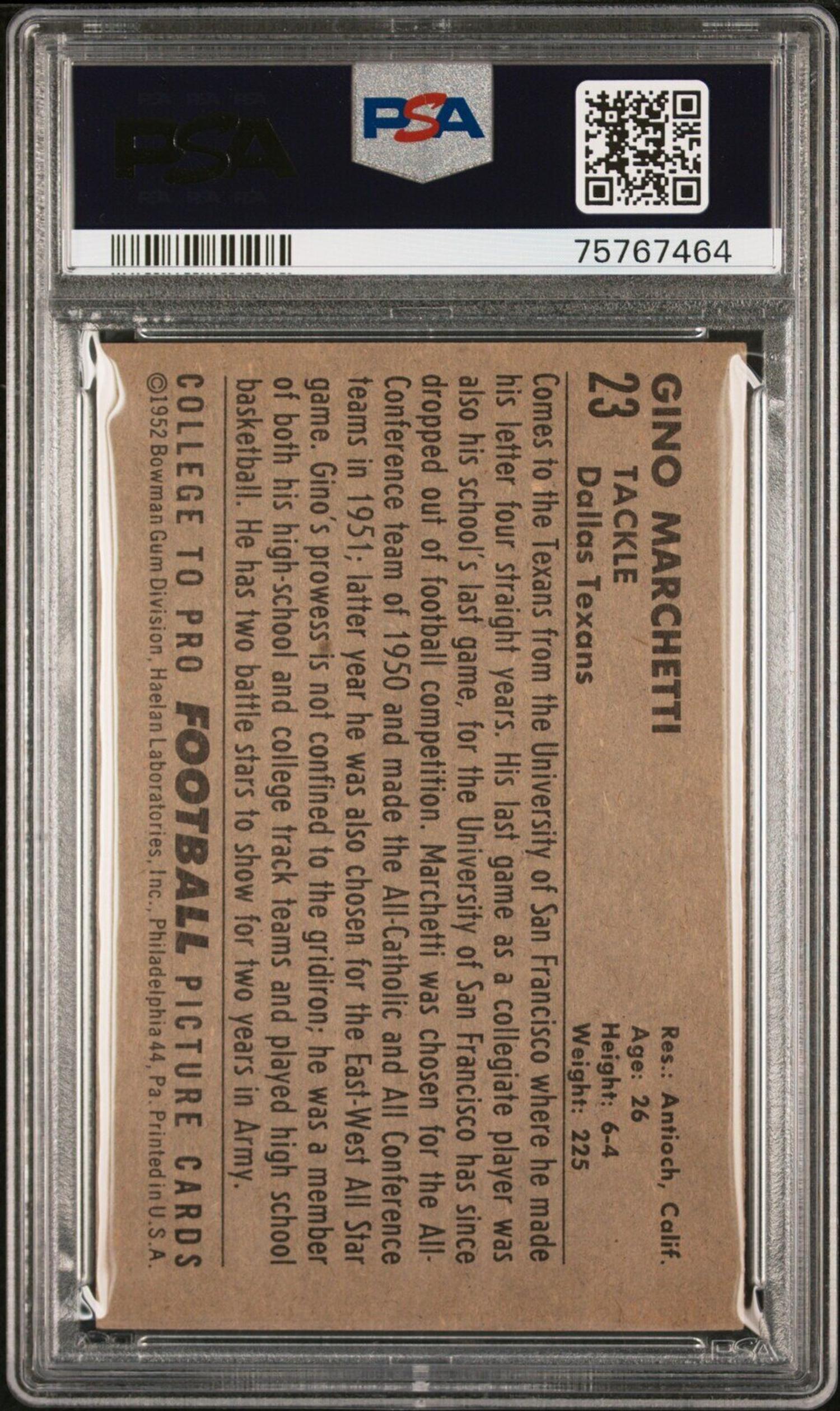 A Group of Nine 1952 Bowman Large Hall of Fame PSA Graded Football Cards,