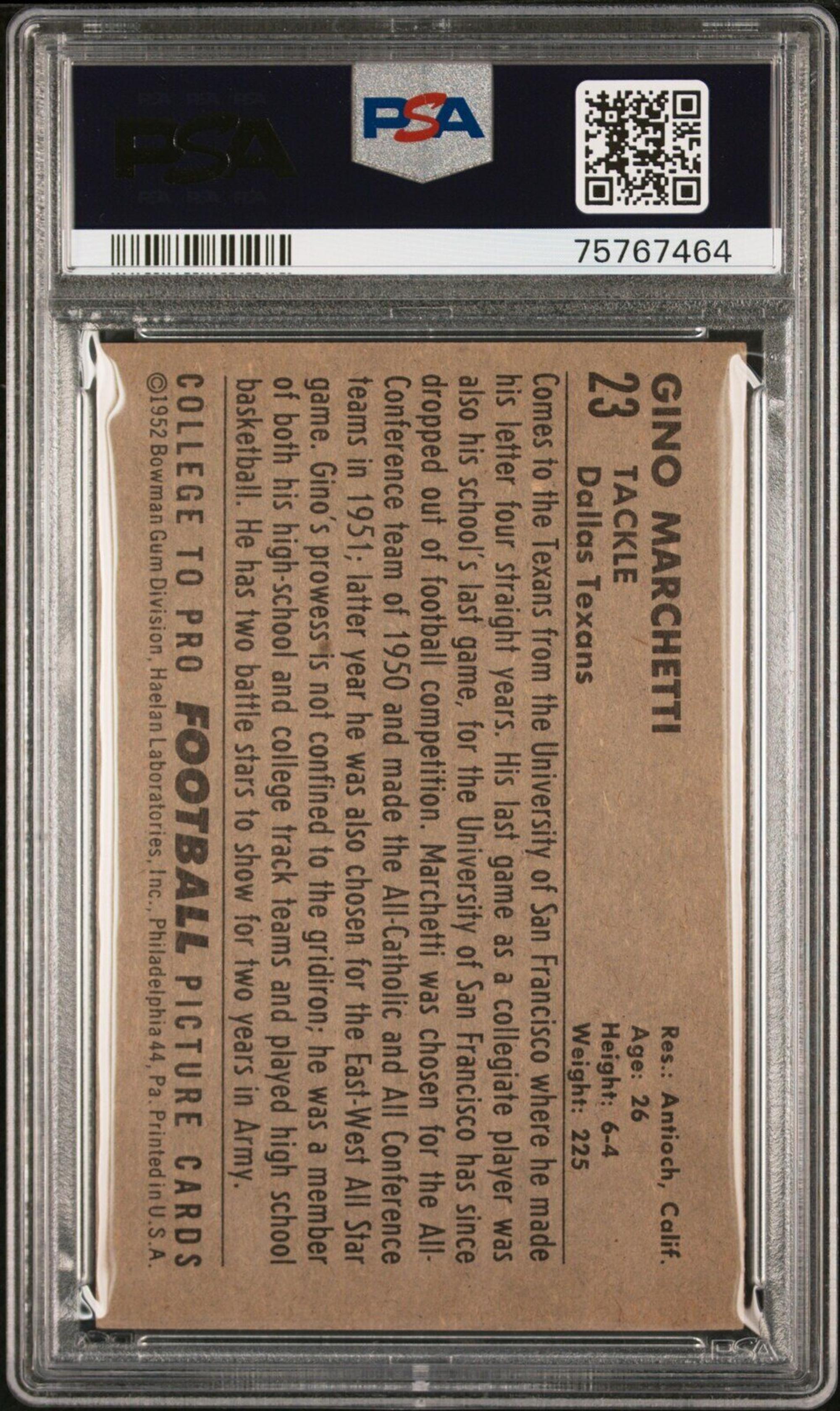 A Group of Nine 1952 Bowman Large Hall of Fame PSA Graded Football Cards,