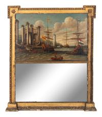 A Continental Giltwood Trumeau Mirror