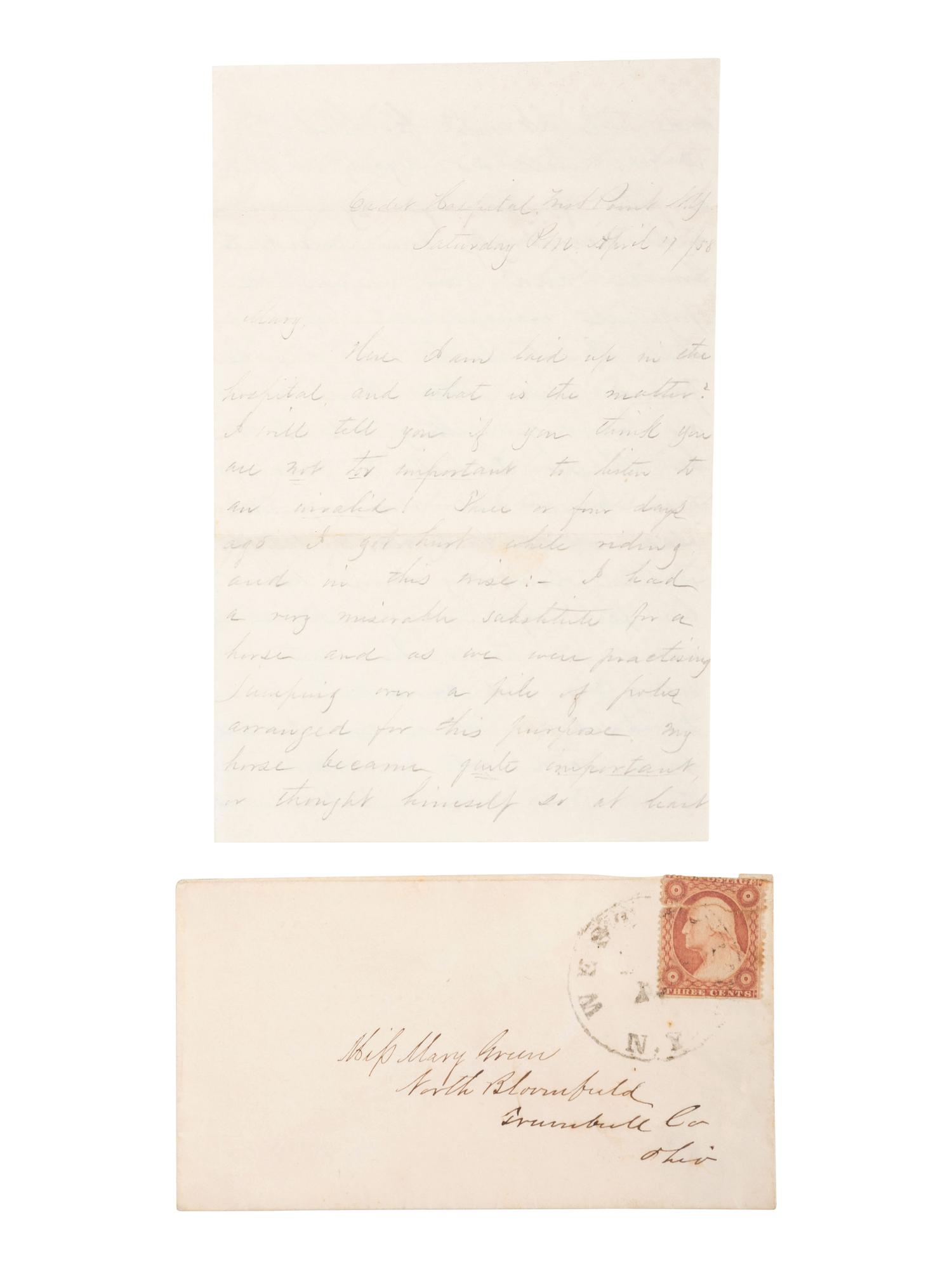 [CIVIL WAR]. A collection of 30 letters associated with West Point Cadet and 2nd Lieutenant Martin Van Buren Lewis, 8th US Infantry, and his wife. 1857 -1863.