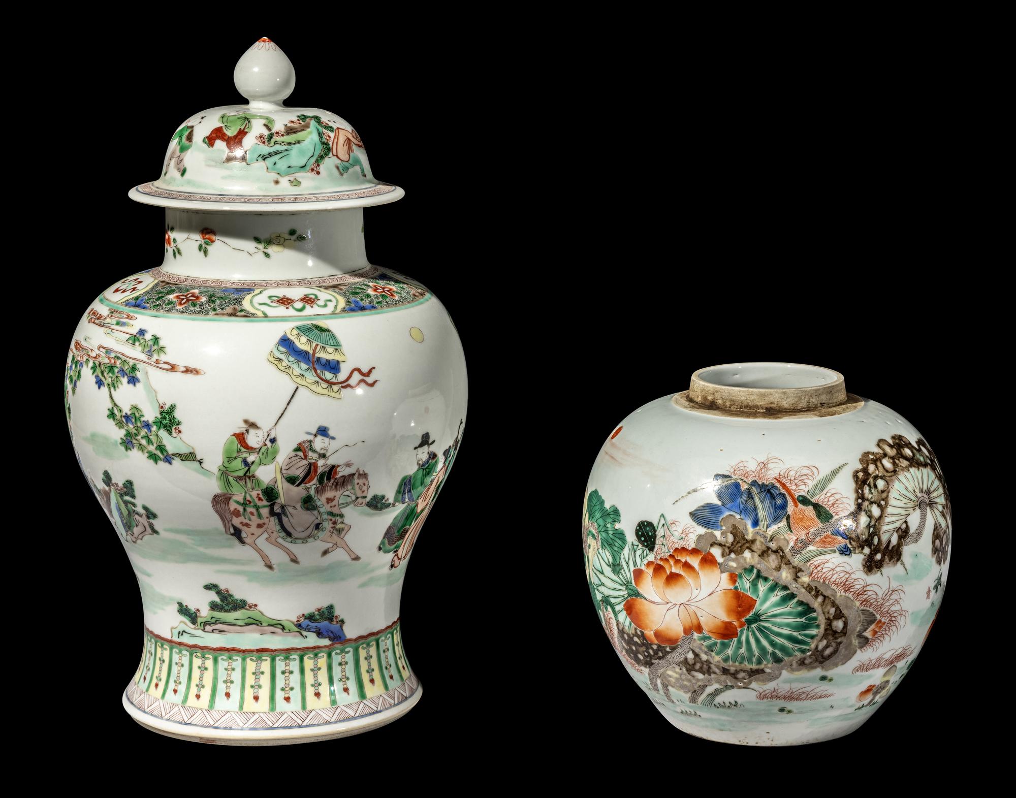 Two Chinese Famille Verte Porcelain Jars