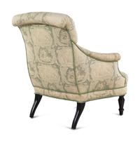 A Green and White Toile de Jouy Upholstered Armchair