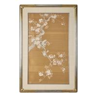 A Set of Four Finely Worked Japanese 'Birds and Flowers' Needlework Panels, Meiji Period 日本明治時期 織綉花鳥圖四幅