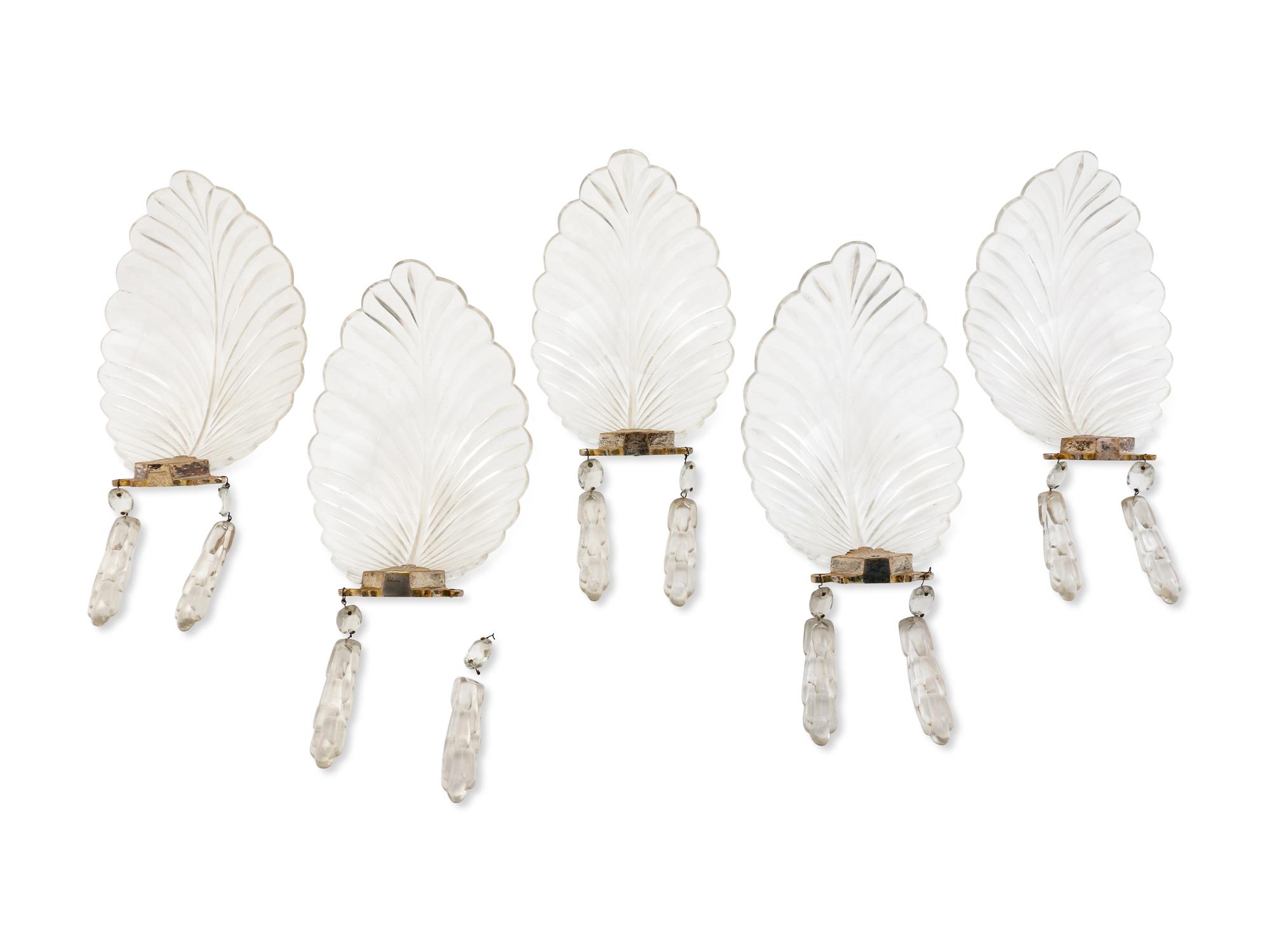 Five Cut Glass Shell-Form Wall Ornaments
