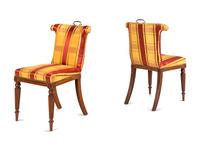 A Pair of Late Regency Brass Mounted Mahogany Side Chairs