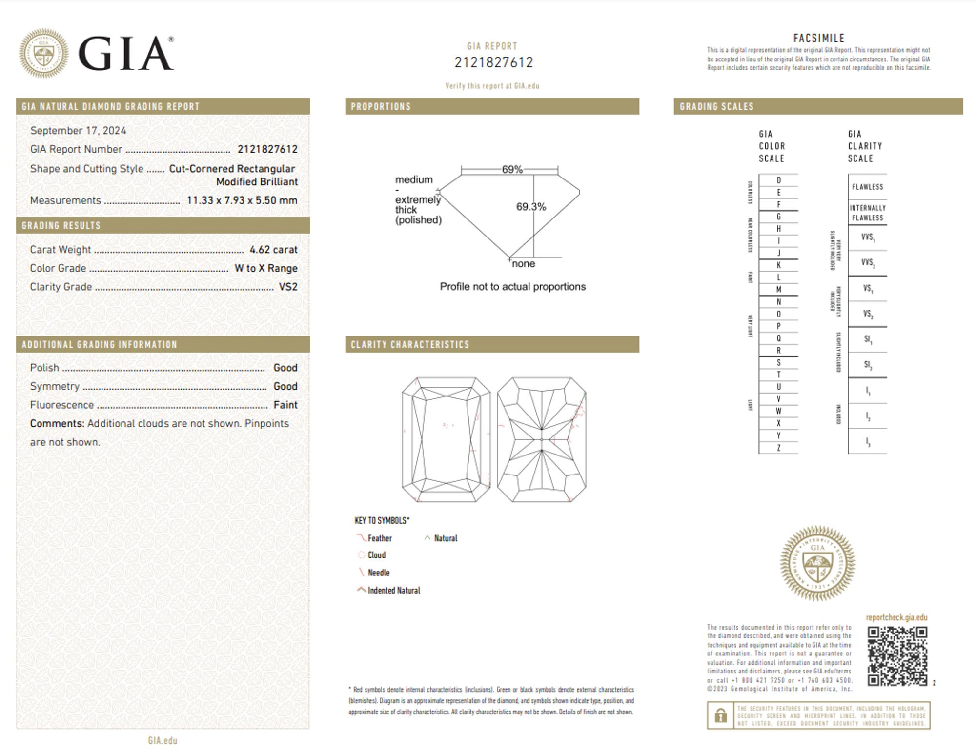4.62 CARAT RADIANT CUT DIAMOND
