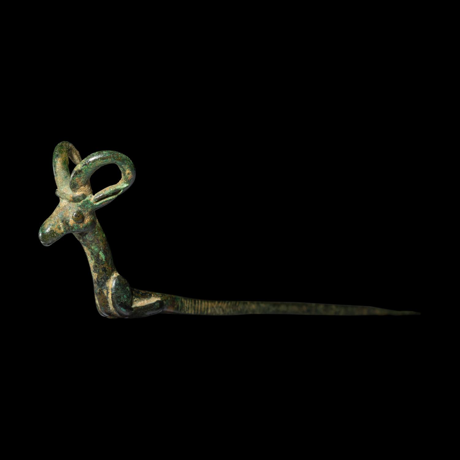 A Luristan Bronze Pin with Ibex Terminal