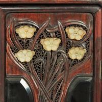A small Japanese hardwood cabinet with Chinese jade inlays 白玉镶嵌日本硬木小柜