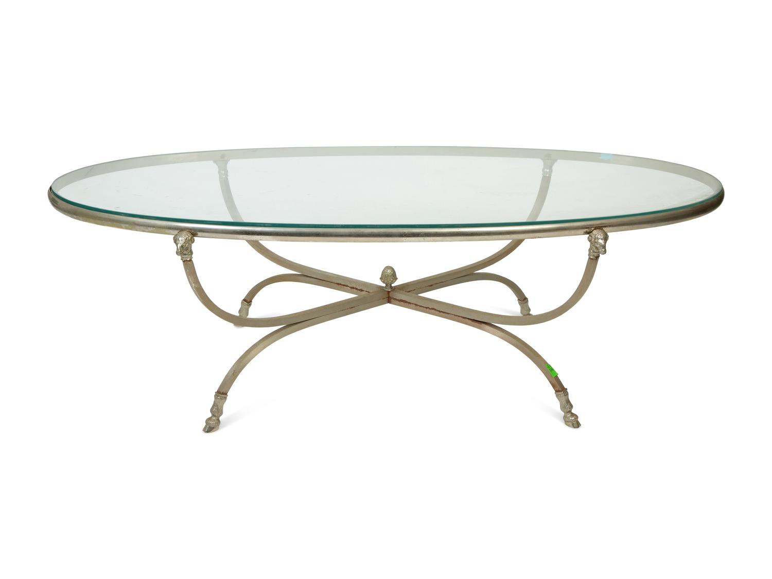 A Neoclassical Steel and Silver Plate Low Table in the Style of Maison Jansen