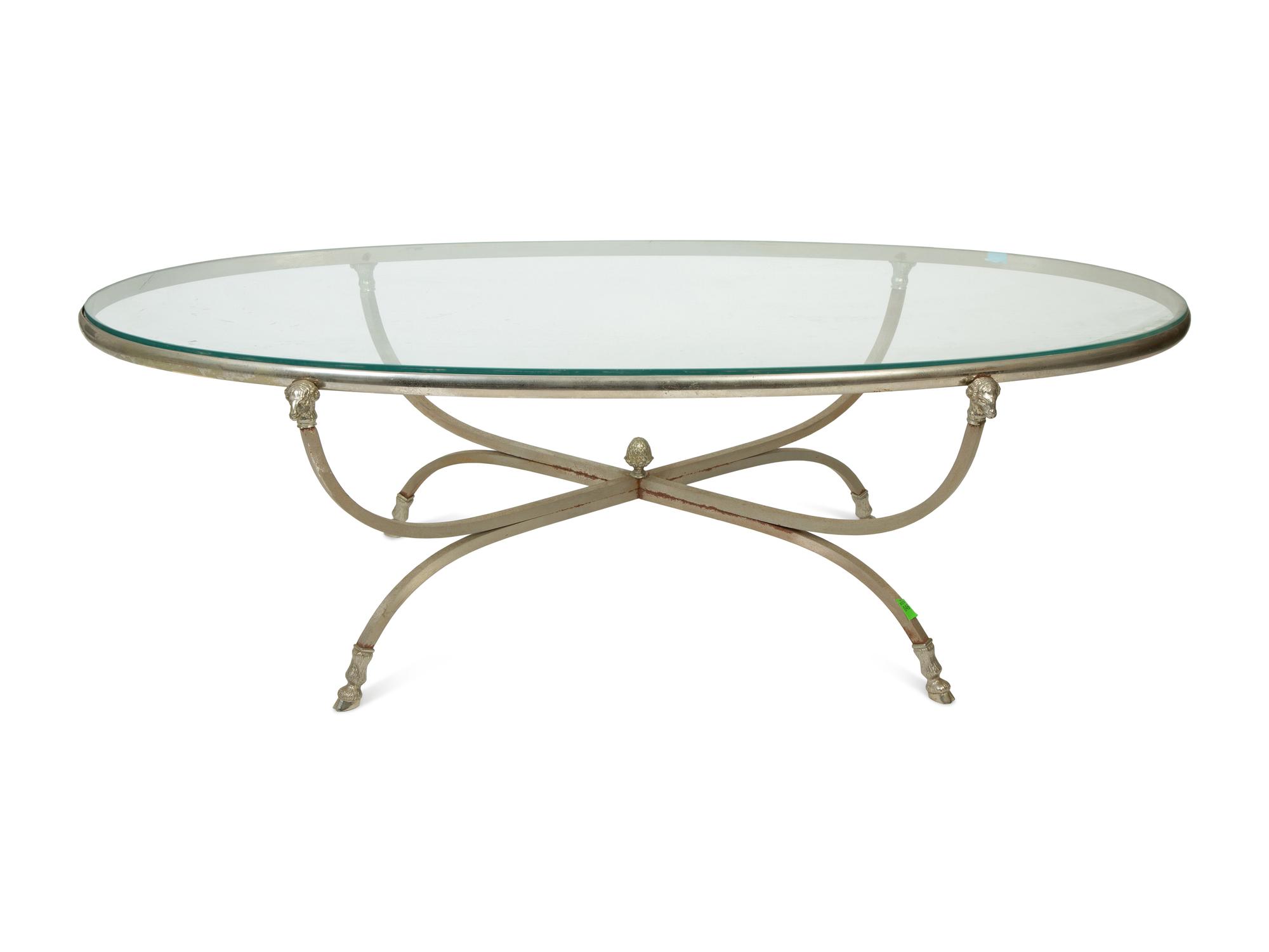 A Neoclassical Steel and Silver Plate Low Table in the Style of Maison Jansen