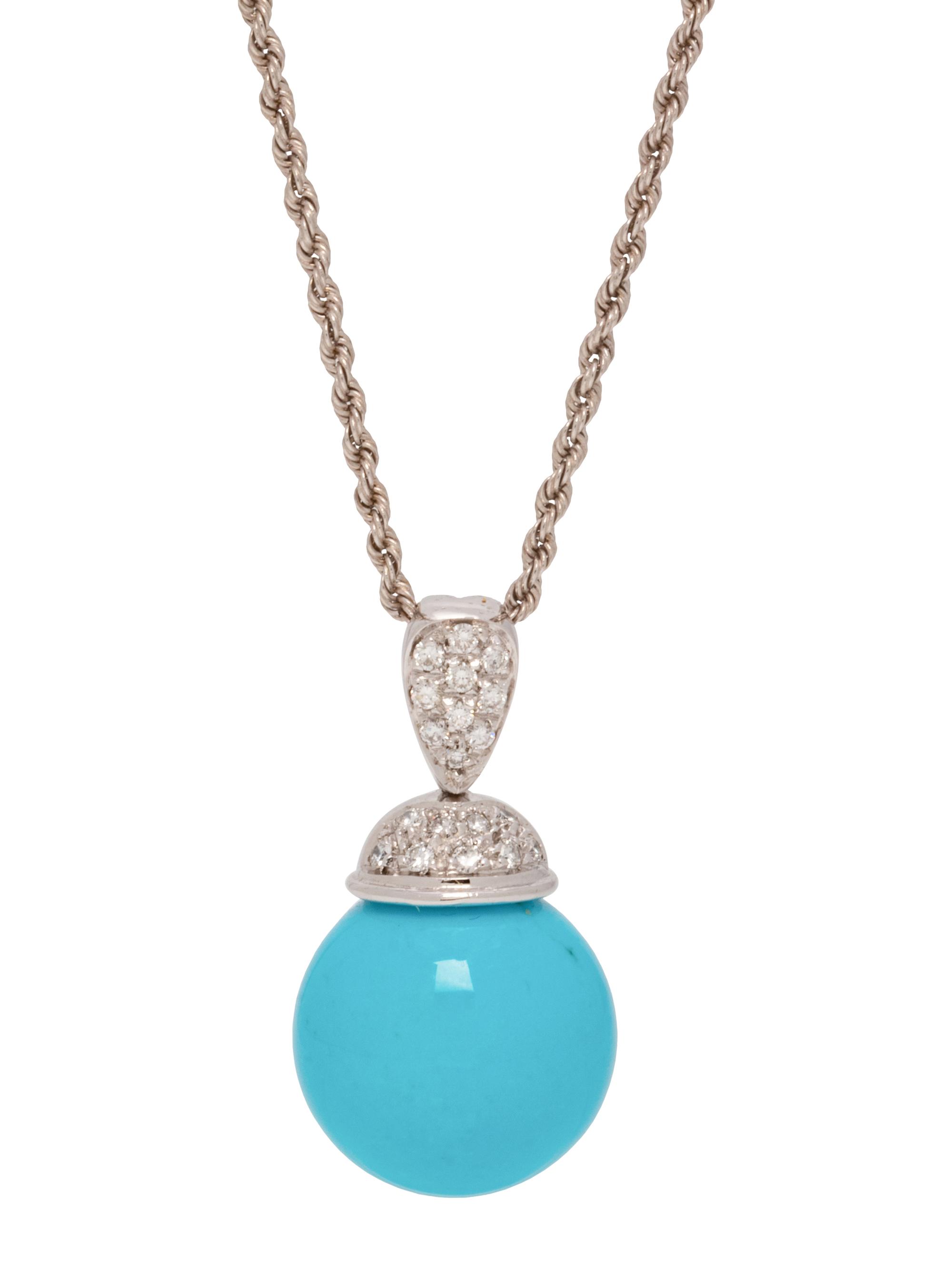 TURQUOISE AND DIAMOND PENDANT/NECKLACE