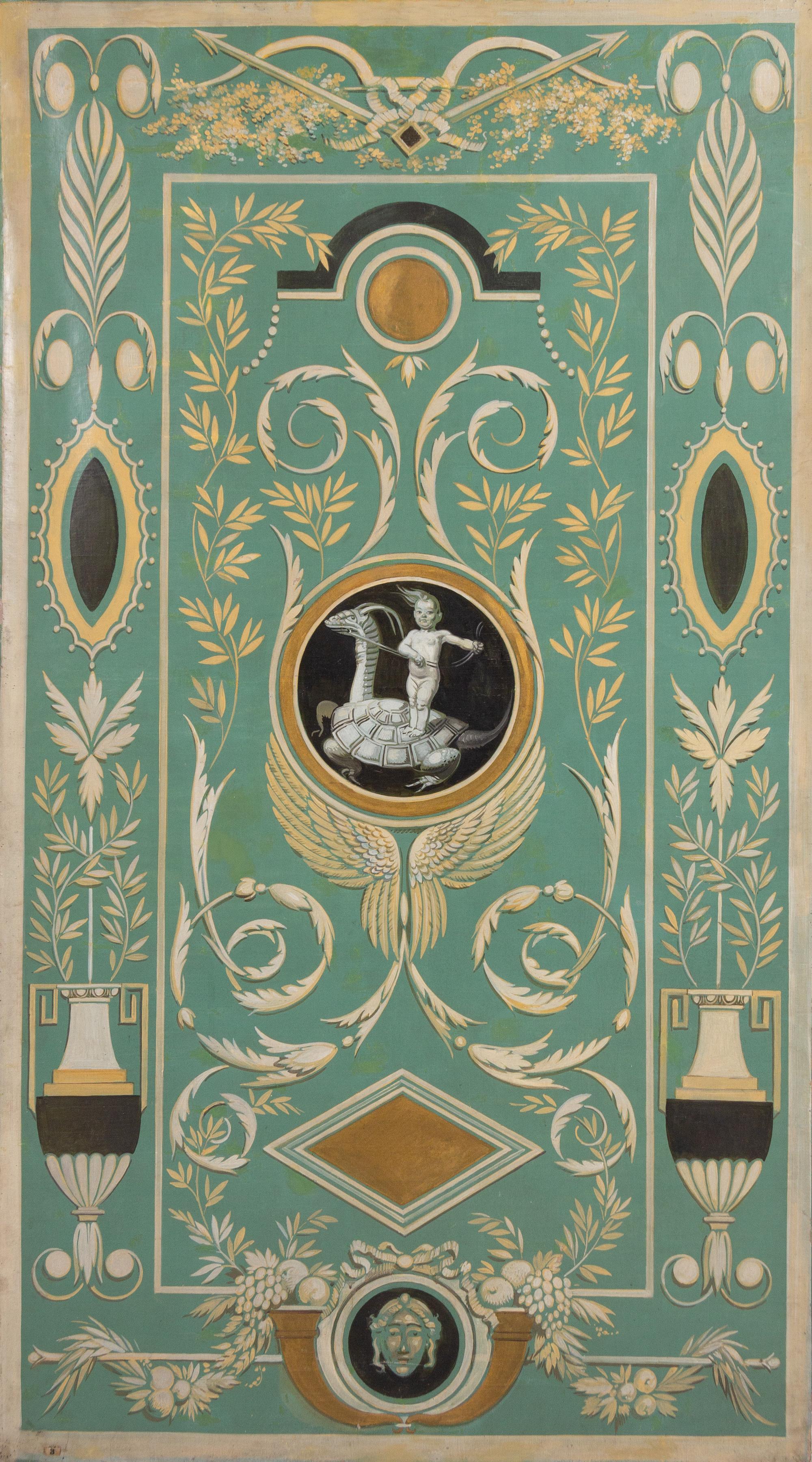 A Neoclassical Painted Canvas Panel