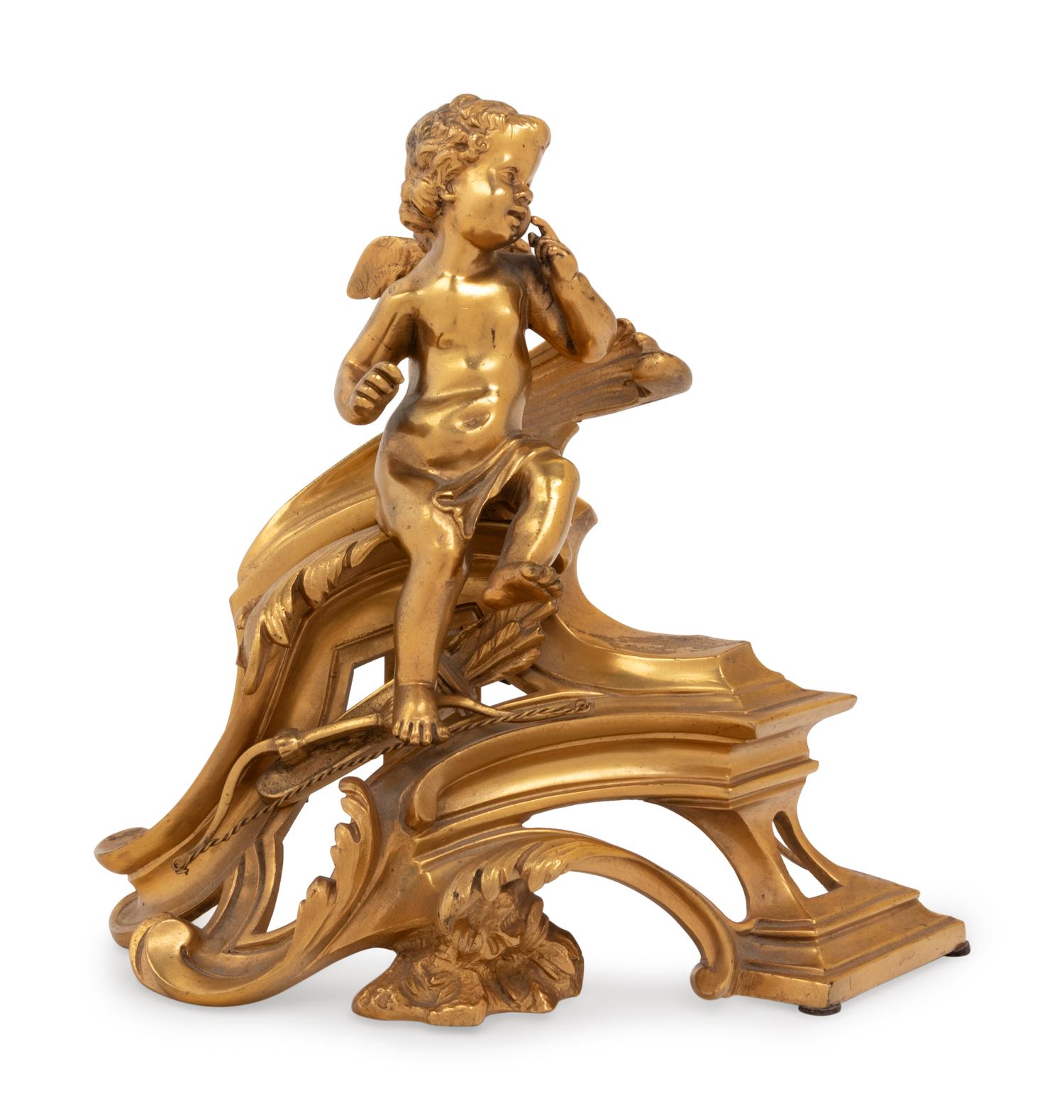 A Louis XV Style Gilt Bronze Chenet, Stamped PCCF