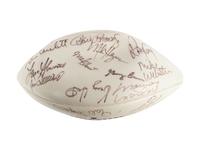 Mike Ditka’s Personally Owned NFL 75th Anniversary All Time Team Football Signed by Various Players Formerly Displayed at Mike Ditka's Restaurant
