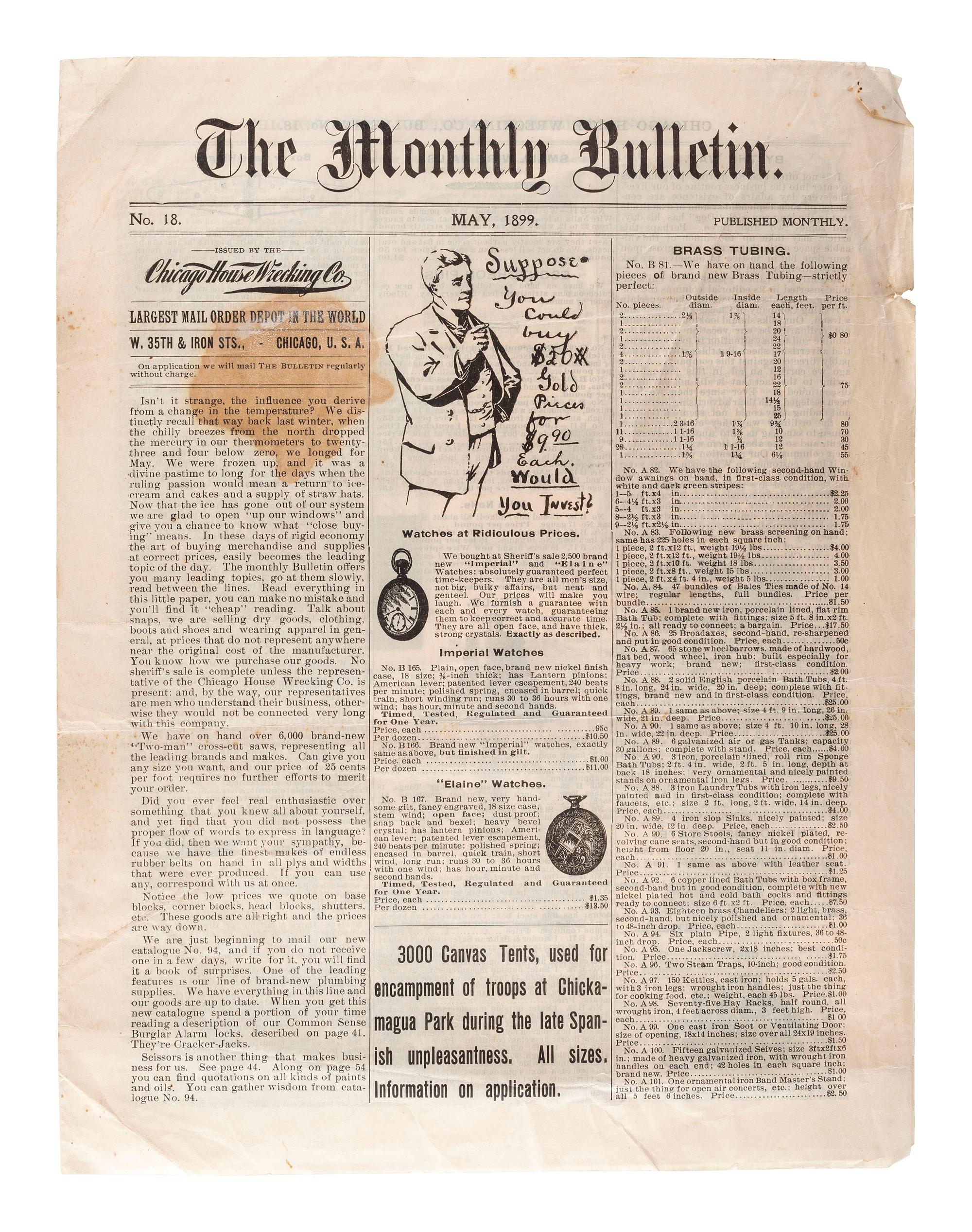 [WORLD'S FAIR]. Ephemera related to the World's Columbian Exposition highlighted by a Bird's-Eye View of the World's Columbian Exposition, Chicago, 1893 , featuring the world's first Ferris Wheel.