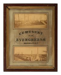 [EARLY PHOTOGRAPHY]. Cemetery of the Evergreens, Brooklyn, N.Y. Two oversize albumen photographs from the Cemetery. Brooklyn, NY, n.d.